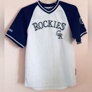 Stitches Colorado Rockies MLB Baseball Short Sleeve Shirt - Purple/Black medium